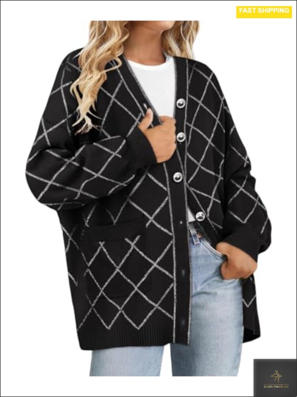 Open Front Button Up Long Sleeve Cardigan Sweater Coat Plus Size Oversized